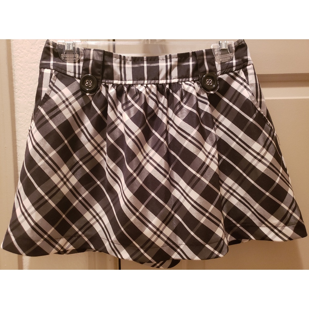 Black, Grey, and White Plaid Miniskirt w/ Pockets